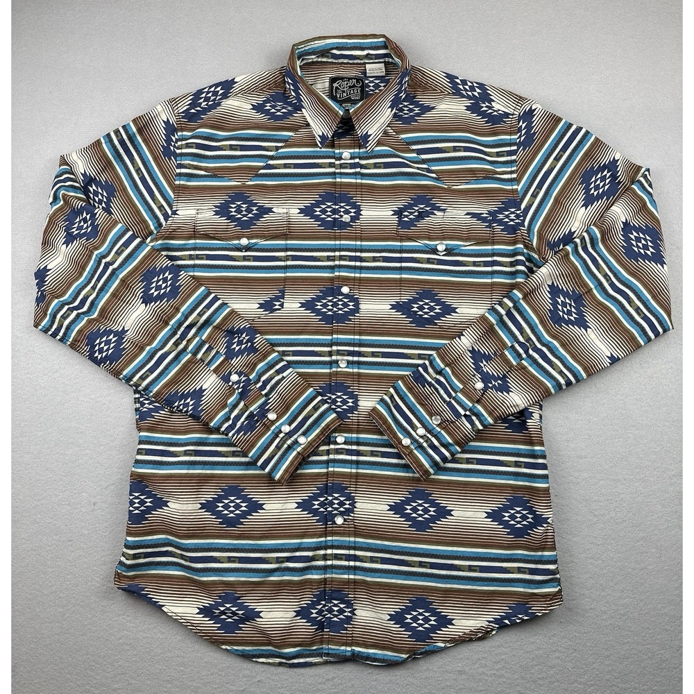 Roper Vintage Western Pearl Snap Shirt Mens M Southwestern Aztec Cowboy Rodeo